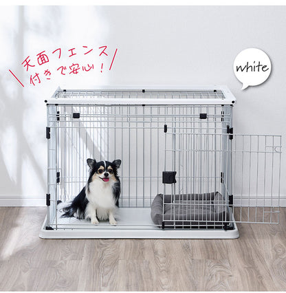 ボンビアルコン 犬用 ケージ サークル スライドドア & ペットレー クリアメッシュ S 木製 ウッド調 屋根付き 犬用ケージ ゲージ ハウス 横開き 木目 小型 コンパクト ウッドワン スライドドアサークル