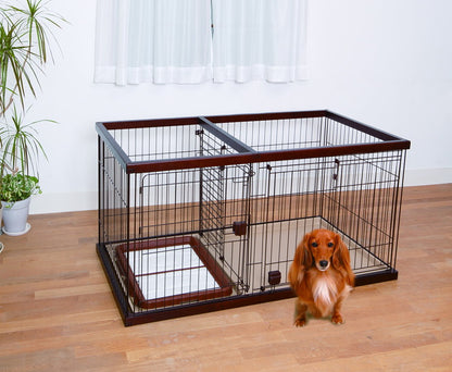 ペティオ ドッグルームサークル 犬用 ケージ ゲージ ワイド 小屋 トレー付 小型犬用 中型犬用 トイレの場所を分けられる 犬ゲージ ハウス ブラウン ホワイト Petio