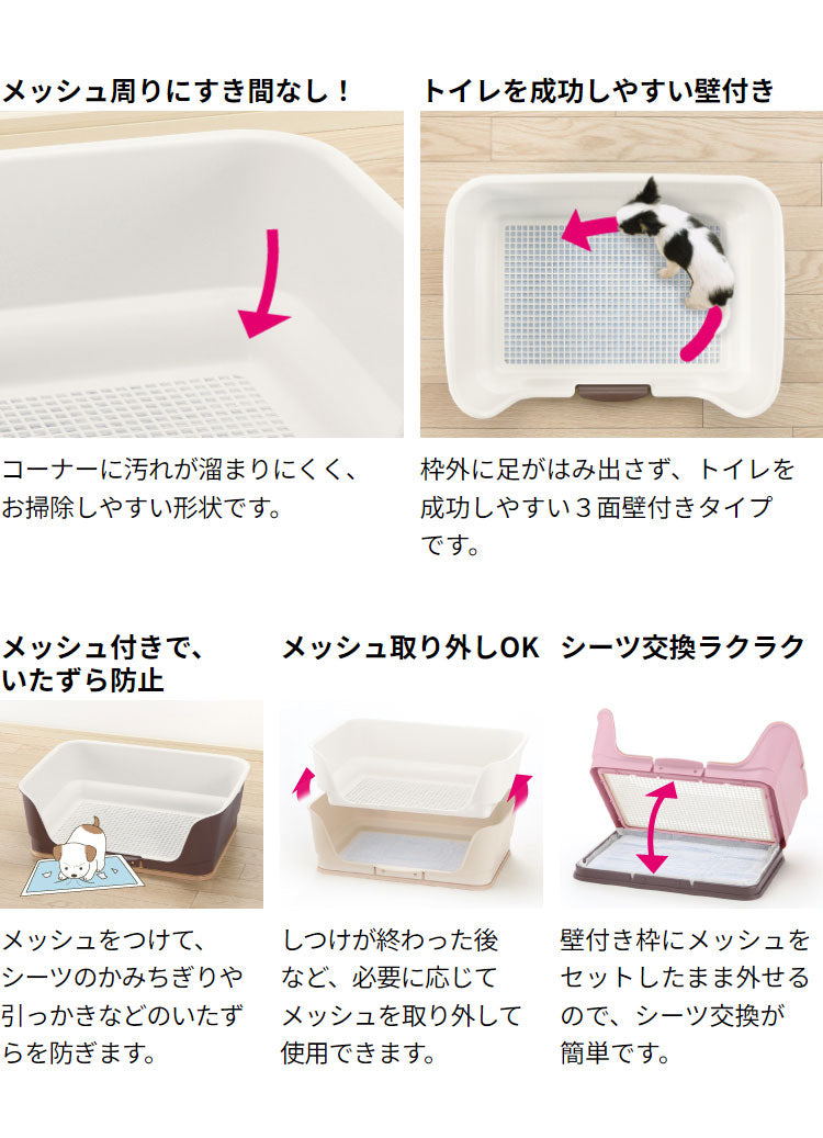 リッチェル トイレ 犬用トイレ 壁付き 壁あり 洗える 水洗い トイレトレー メッシュ 囲い 犬トイレ お掃除簡単ステップ 壁付トイレ レギュラー レギュラーサイズ Richell